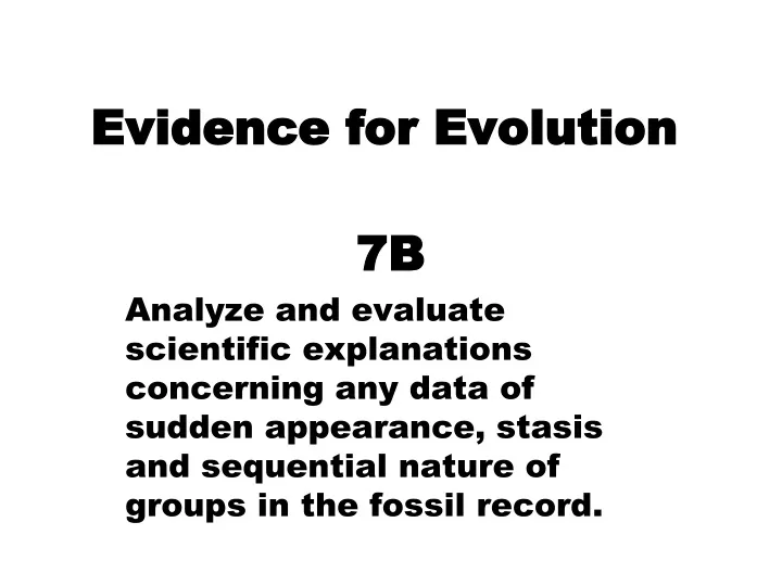 evidence for evolution