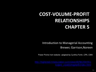 Cost-Volume-Profit Relationships Chapter 5