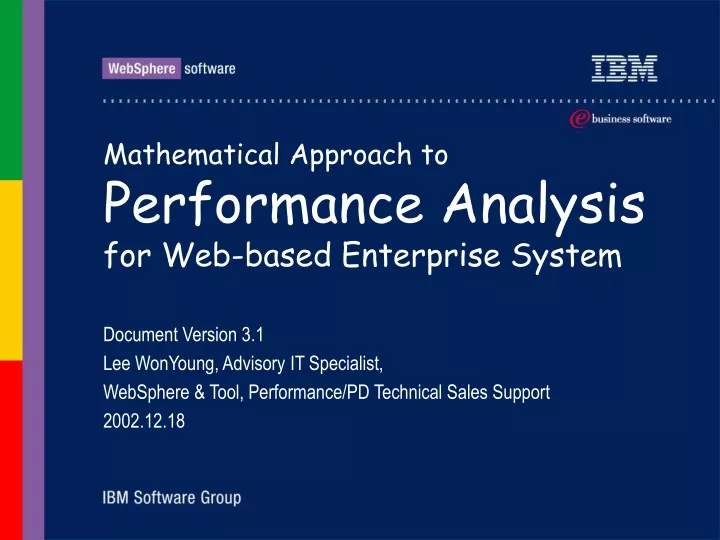 mathematical approach to performance analysis for web based enterprise system