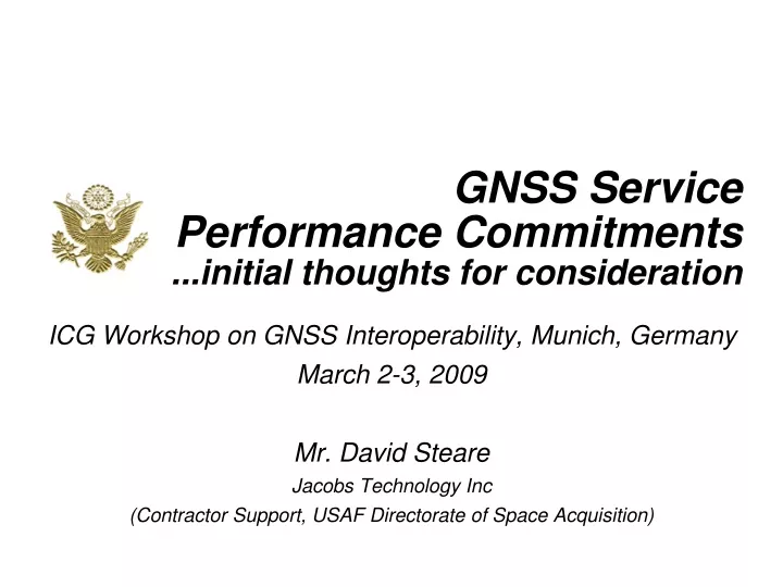 gnss service performance commitments initial thoughts for consideration