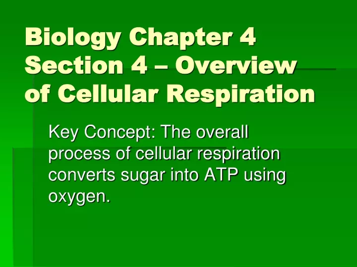 biology chapter 4 section 4 overview of cellular respiration