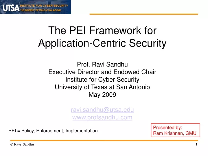 the pei framework for application centric