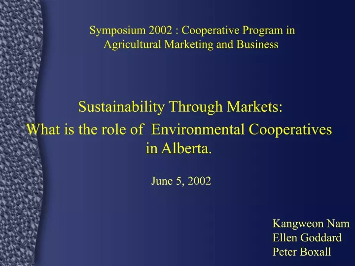 symposium 2002 cooperative program