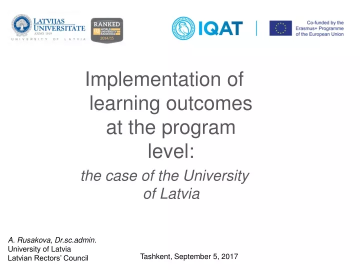 implementation of learning outcomes