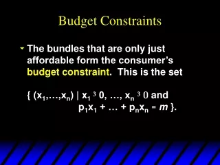 Budget Constraints