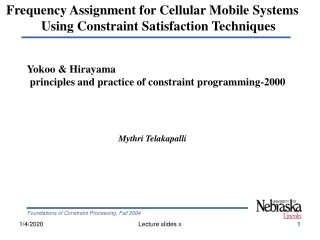 Frequency Assignment for Cellular Mobile Systems Using Constraint Satisfaction Techniques