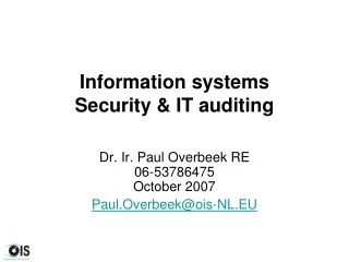 Information systems Security &amp; IT auditing