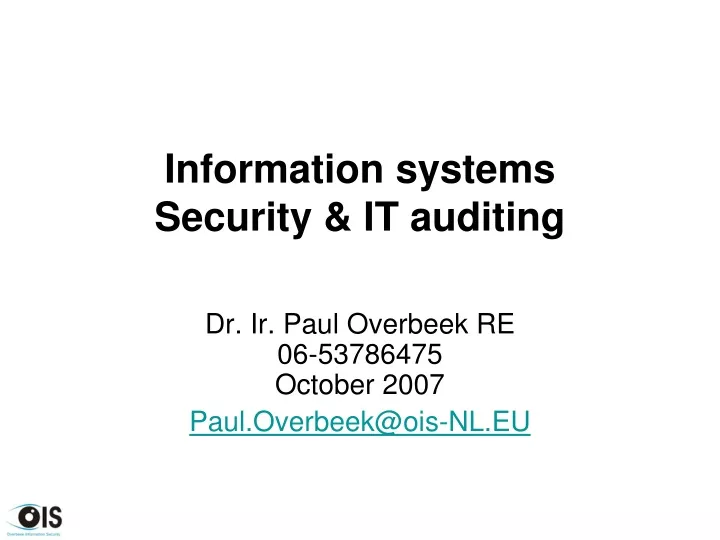 information systems security it auditing