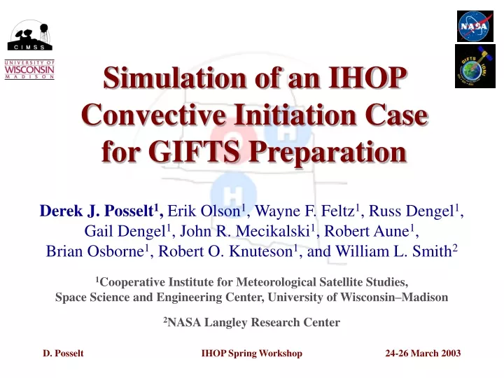 simulation of an ihop convective initiation case for gifts preparation