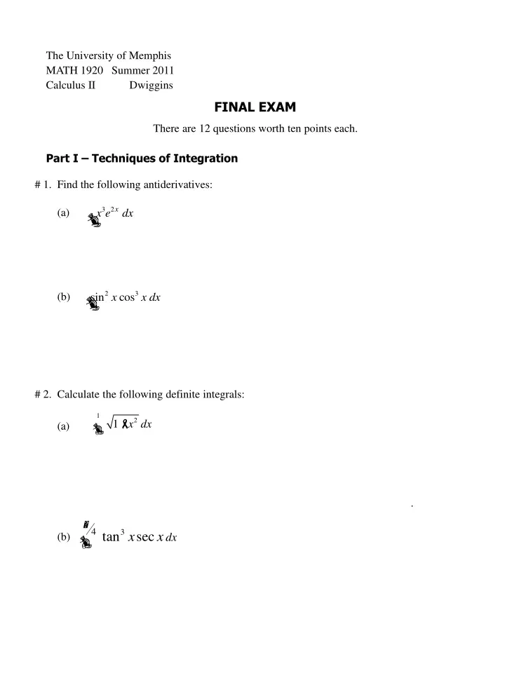 the university of memphis math 1920 summer 2011