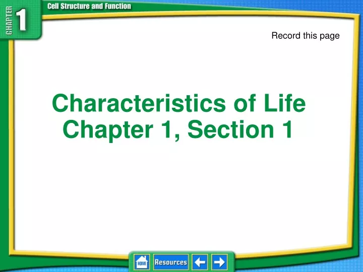 characteristics of life chapter 1 section 1