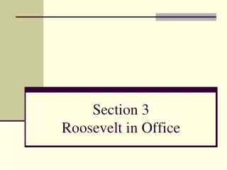Section 3 Roosevelt in Office