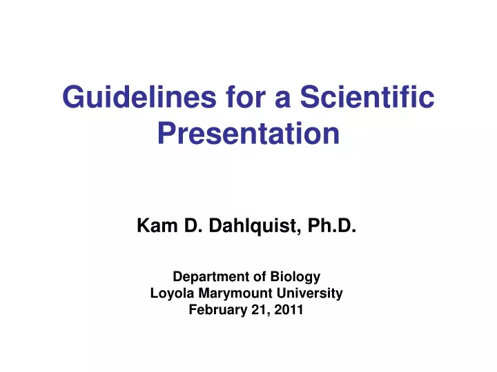 guidelines for a scientific presentation