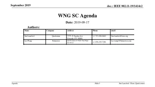 WNG SC Agenda