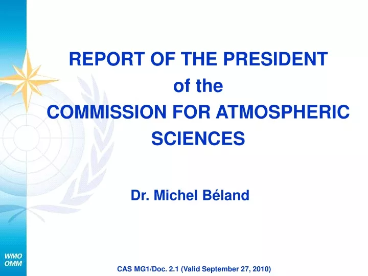 report of the president of the commission for atmospheric sciences