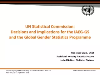 Francesca Grum, Chief Social and Housing Statistics Section United Nations Statistics Division