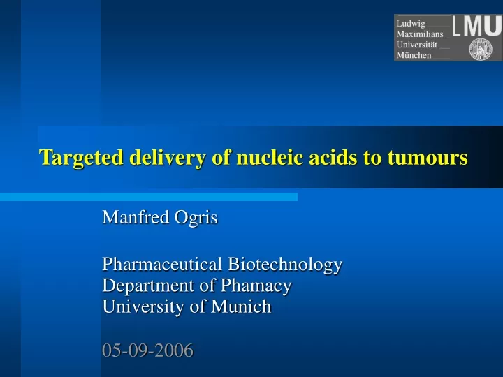 targeted delivery of nucleic acids to tumours