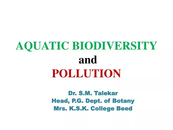 aquatic biodiversity and pollution