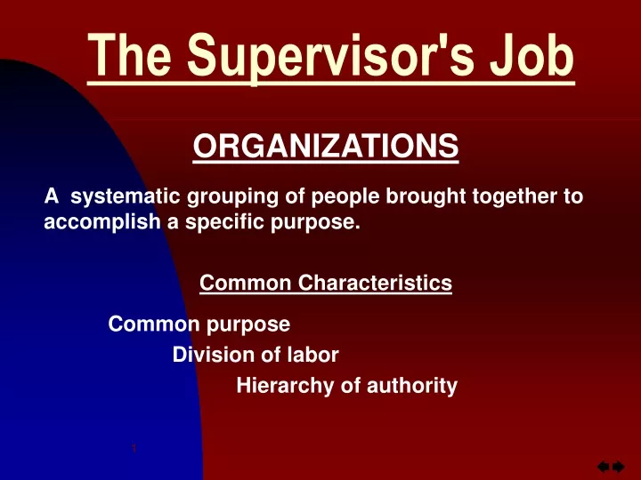 the supervisor s job