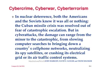 Cybercrime, Cyberwar, Cyberterrorism