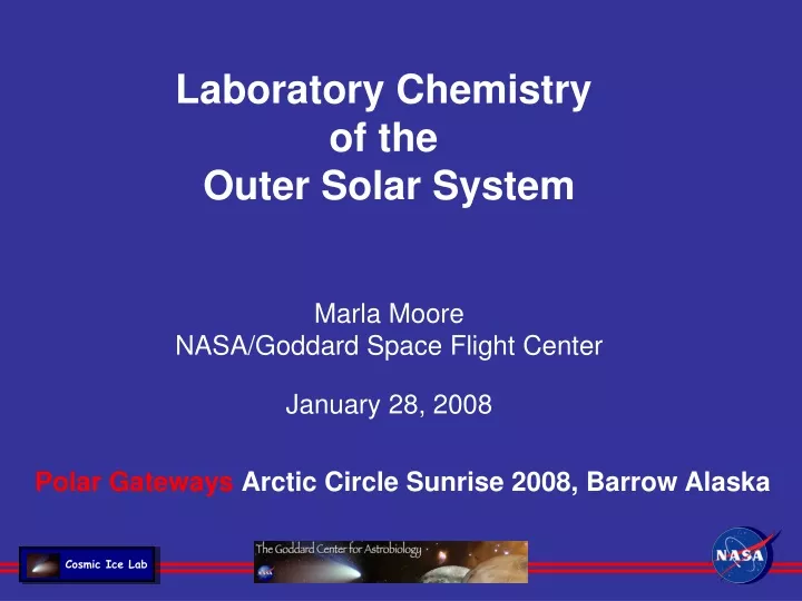 laboratory chemistry of the outer solar system