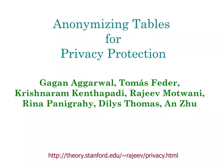 anonymizing tables for privacy protection
