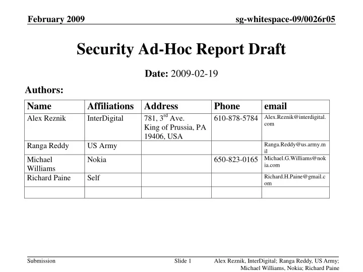 security ad hoc report draft