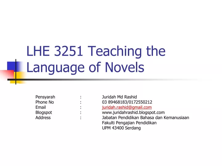 lhe 3251 teaching the language of novels