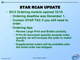 STAR RCAN UPDATE