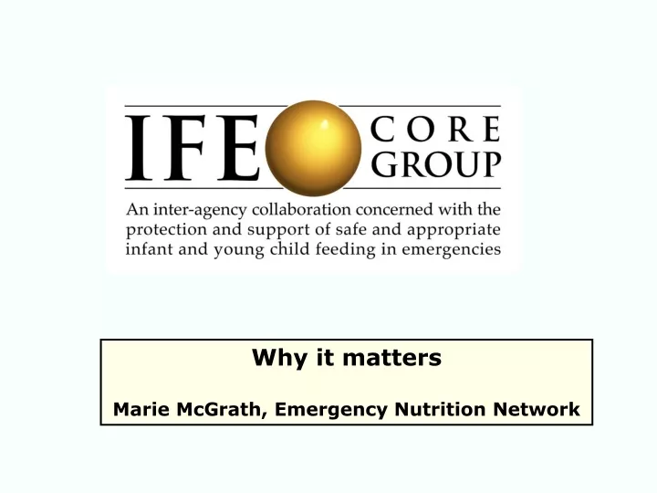 why it matters marie mcgrath emergency nutrition