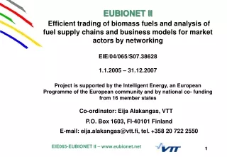 WP 1 -  Current situation and future trends in biomass fuel trade in Europe