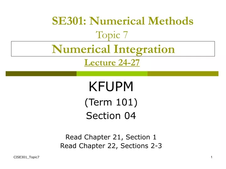se301 numerical methods topic 7 numerical