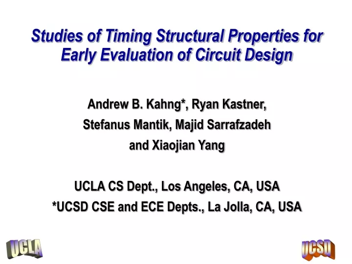 studies of timing structural properties for early evaluation of circuit design