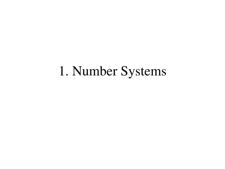 1 number systems