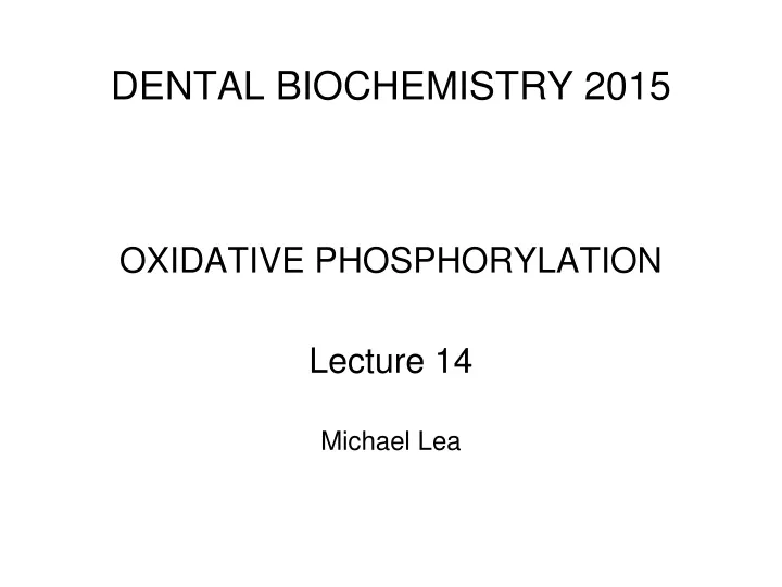 dental biochemistry 2015