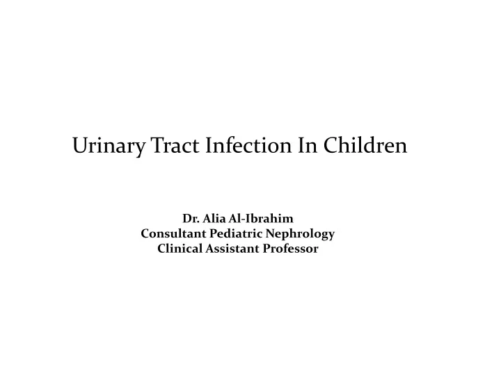 urinary tract infection in children