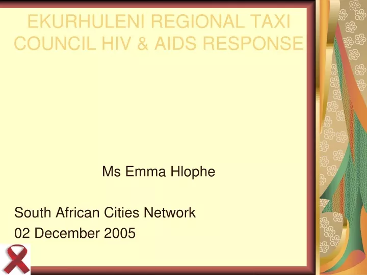 ekurhuleni regional taxi council hiv aids response