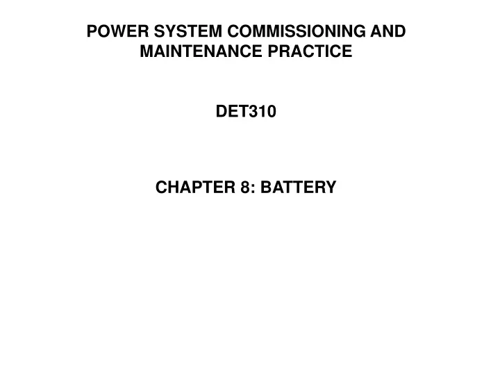 power system commissioning and maintenance