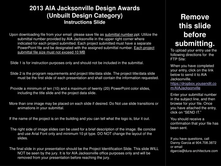 2013 aia jacksonville design awards unbuilt design category instructions slide