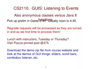 CS2110.  GUIS: Listening to Events