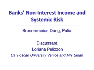 Banks’ Non-Interest Income and Systemic Risk