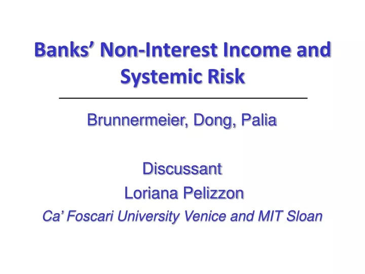 banks non interest income and systemic risk