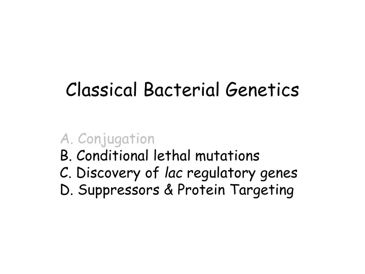 classical bacterial genetics