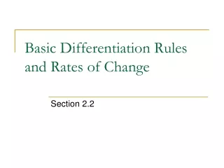 Basic Differentiation Rules and Rates of Change