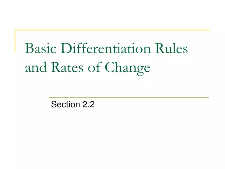 basic differentiation rules and rates of change