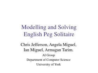 Modelling and Solving English Peg Solitaire