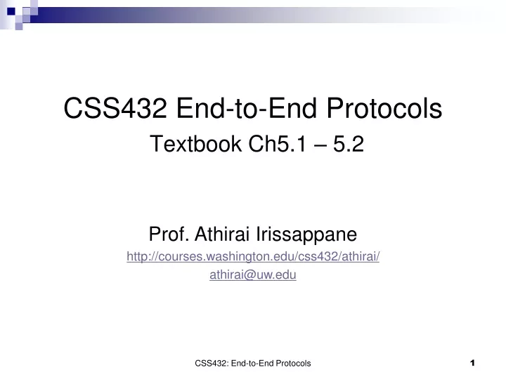 css432 end to end protocols textbook ch5 1 5 2