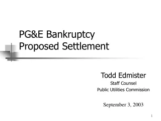 PG&amp;E Bankruptcy Proposed Settlement