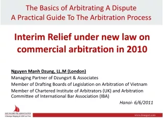 The Basics of Arbitrating A Dispute  A Practical Guide To The Arbitration Process