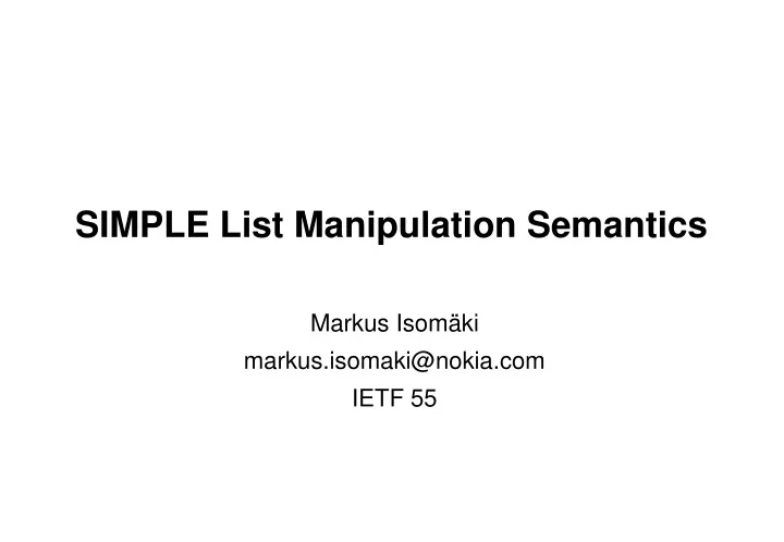 simple list manipulation semantics